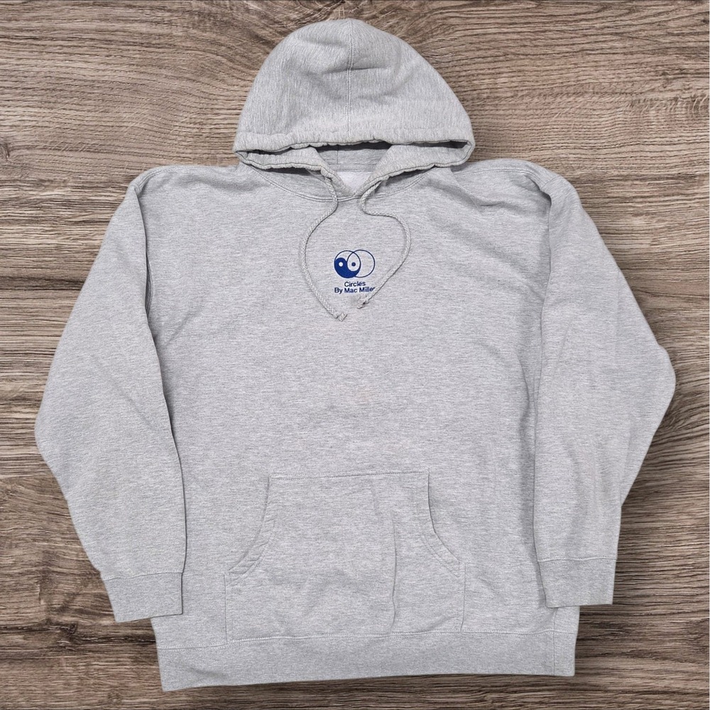 Mac Miller Circles Hoodie Mens XL Gray Yin Yang Album Merch Pullover Sweatshirt